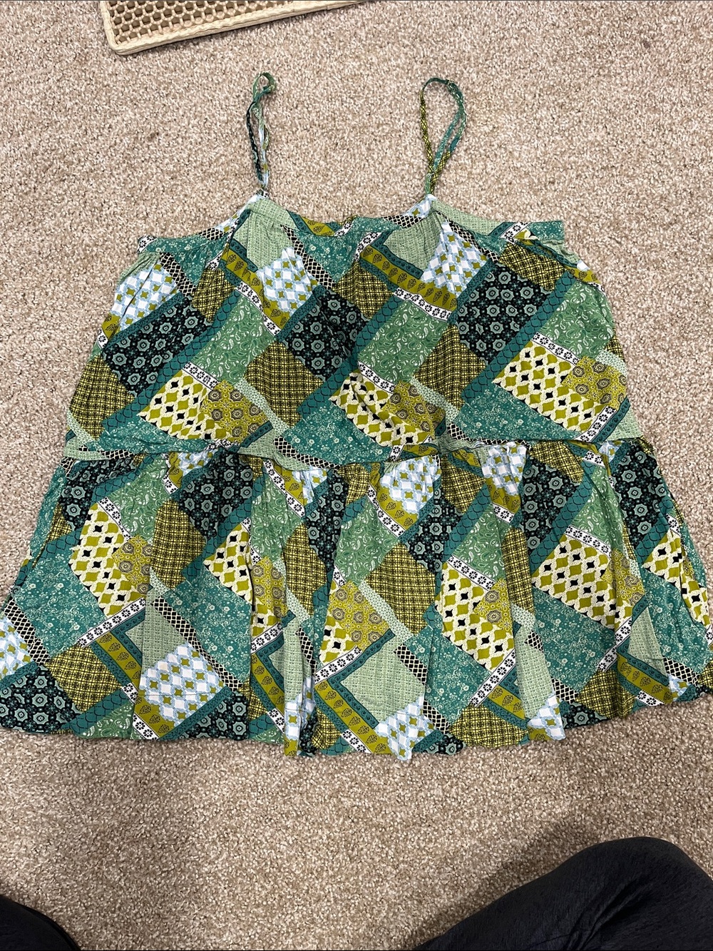 Cottage-core Patchwork Print Spaghetti Strap Summer Tunic - Picture 4 of 4